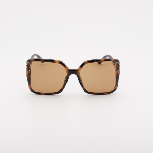 Tom Ford Solange-02 FT1089 52E Sunglasses Havana Square Frame, Brown Lenses - Picture 4 of 10